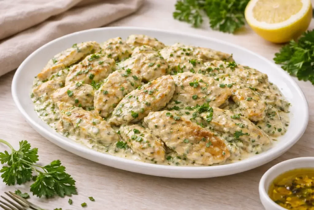 Peito de frango com molho especial pronto para servir