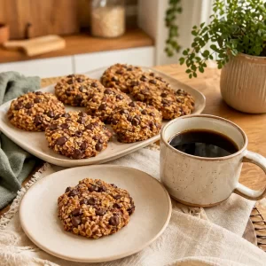 Cookies fit caseiros com aveia e café.