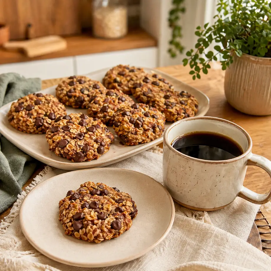 Cookies fit caseiros com aveia e café.
