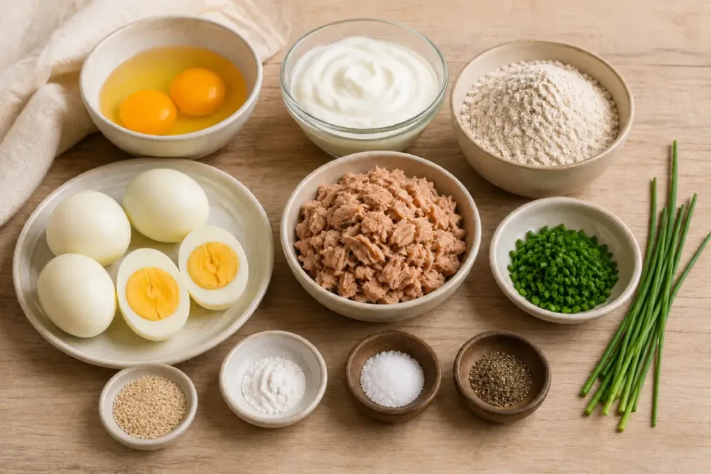 Ingredientes usados na torta cremosa de atum
