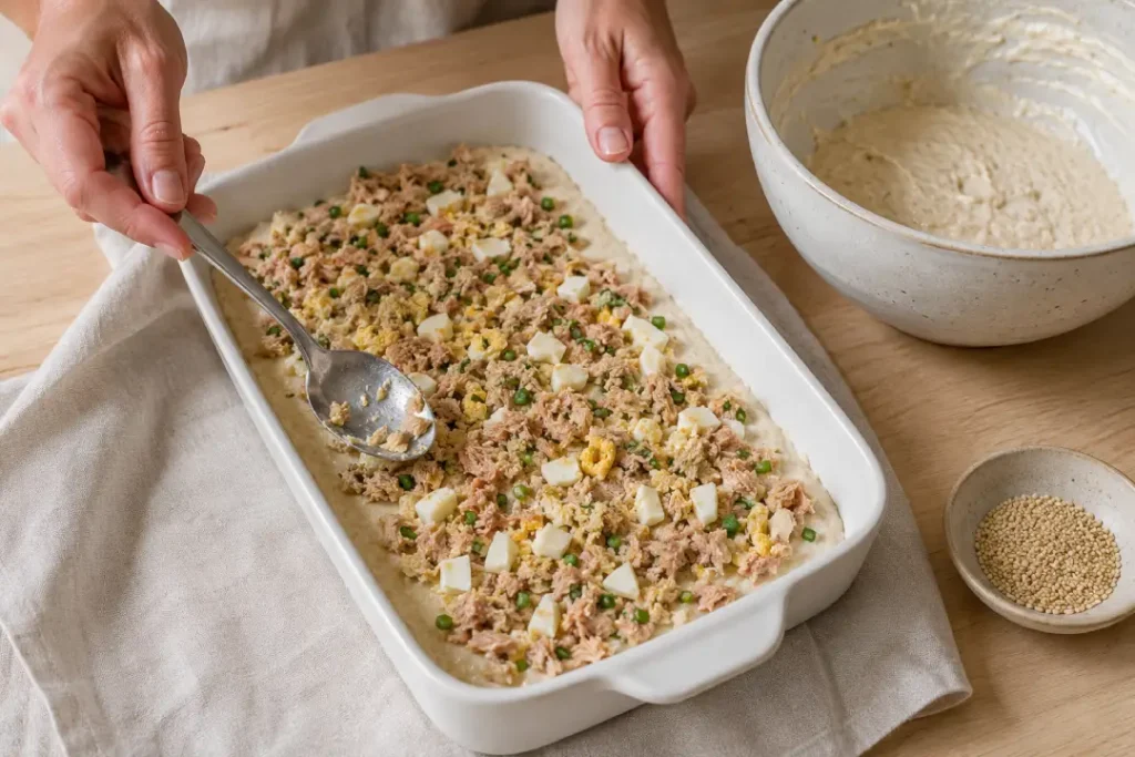 Montagem da torta antes de assar